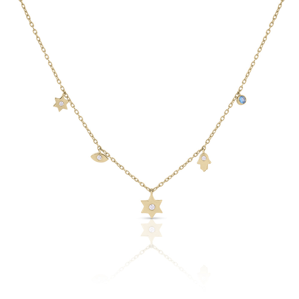 14k gold large single star 5 charm necklace