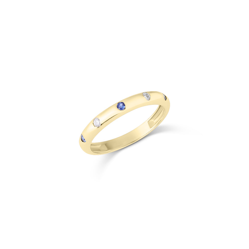 14k gold sapphire, diamond band ring