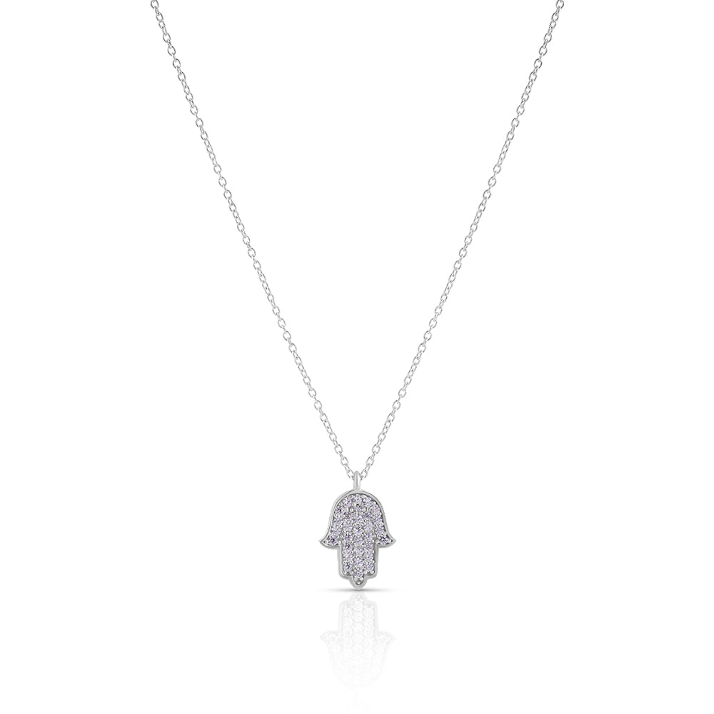14K Gold large classic Hamsa Necklace diamonds