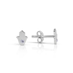 Load image into Gallery viewer, Silver Mystic single hamsa studs
