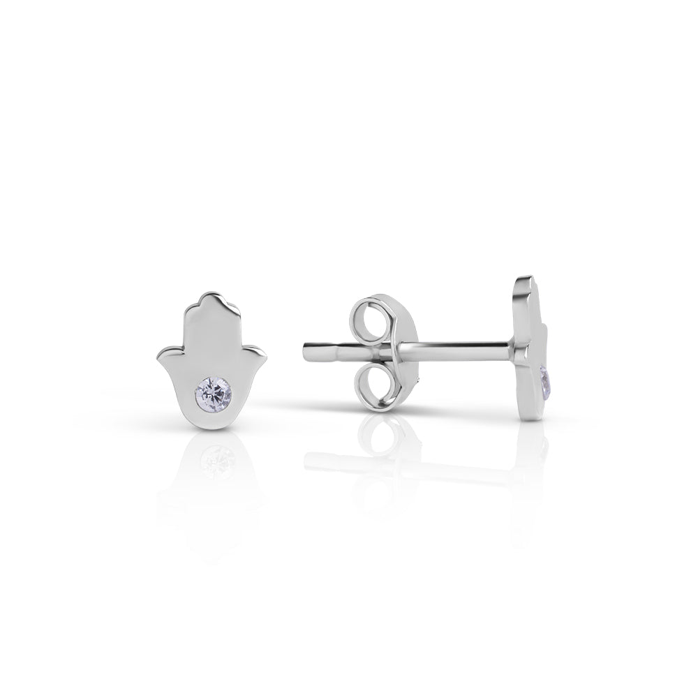 Silver Mystic single hamsa studs