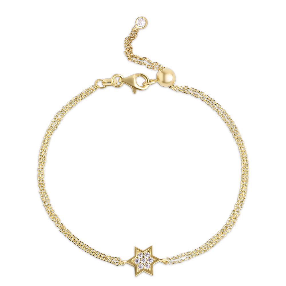 Silver 1 cm full star of david bracelet