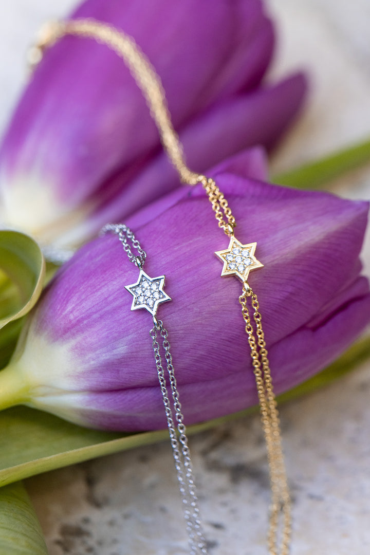 Silver 1 cm full star of david bracelet