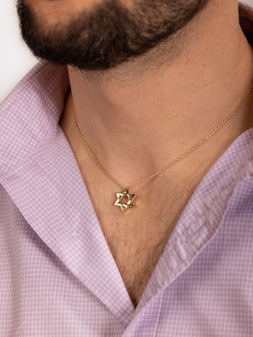 Large plain braided star of david necklace