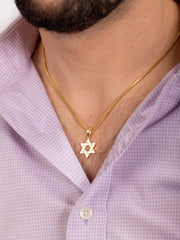 14k gold men flat braided  Star Necklace