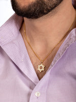 Load image into Gallery viewer, 14k gold men small muscat Star Necklace
