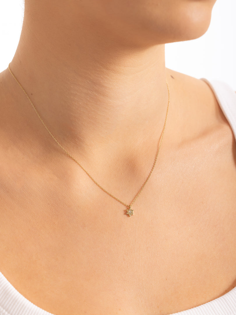 14k gold  Mystic Single Diamond Star of David