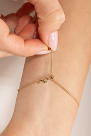 14k gold Mystic Gold & Single Diamond Eye Enamel bracelet