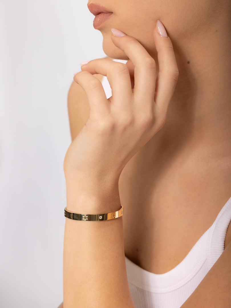 14k gold star of david bangle
