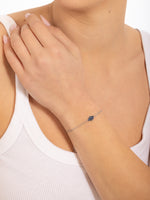 Load image into Gallery viewer, 14K Gold Hamsa Bracelet Blue sapphire
