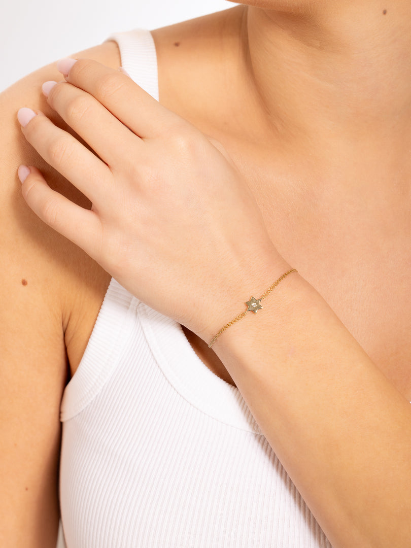 14k gold 1cm single star of david bracelet