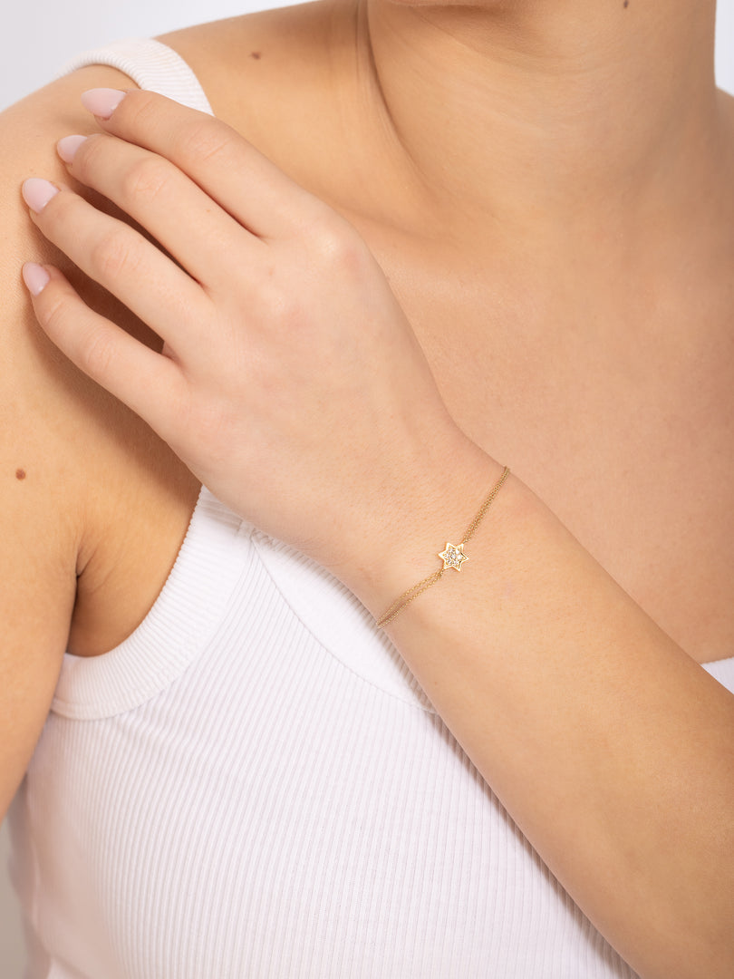 14k gold 1cm full star of David White diamonds