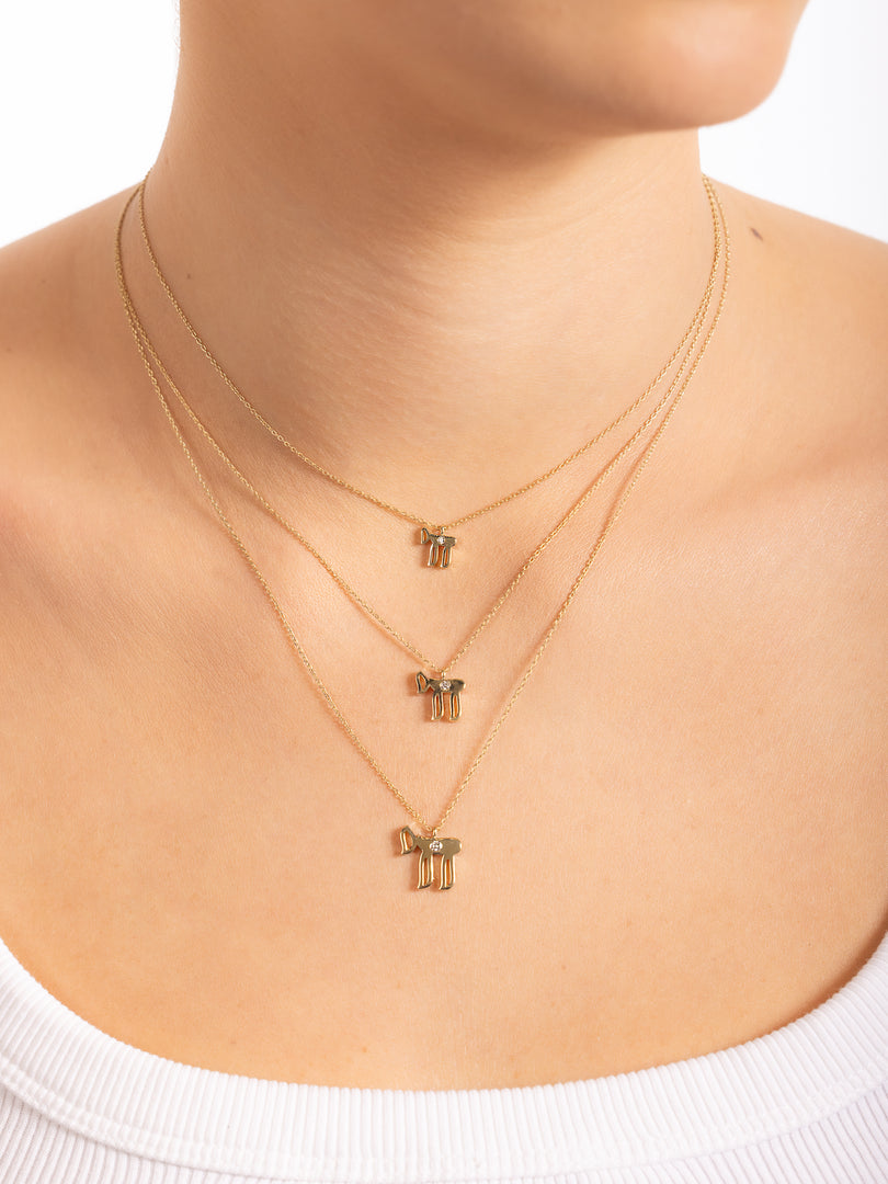 14k gold large single diamod hai necklace