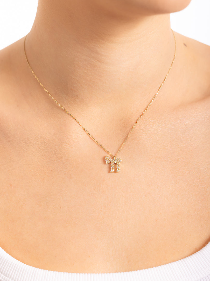 14k gold Large Full diamod hai necklace