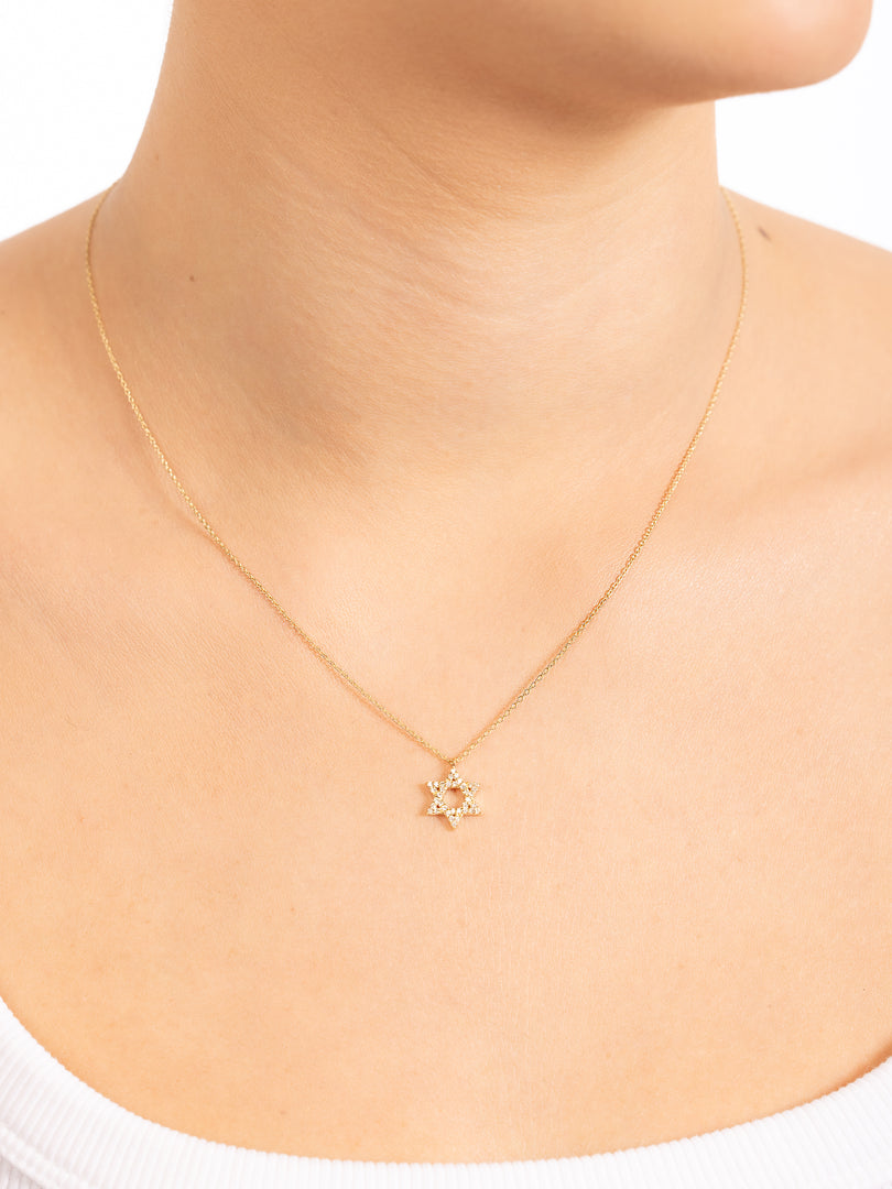 14k gold Classic Star of David necklace