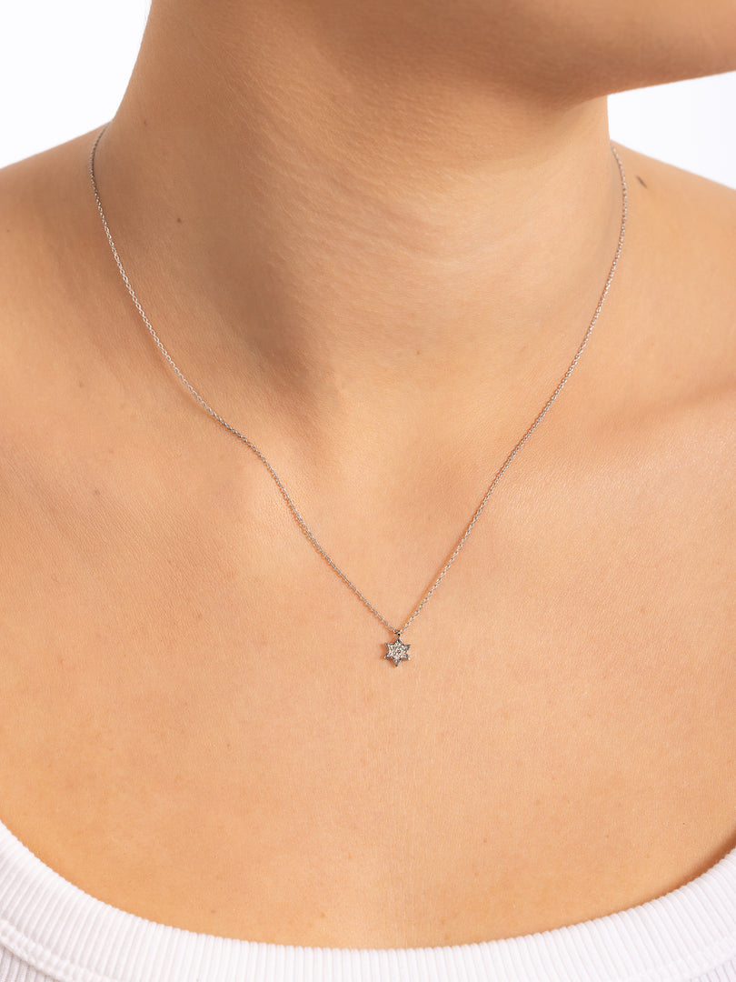 14k gold Mystic full diamond Star Of David necklace