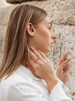 Load image into Gallery viewer, 14k gold Mystic Gold With Single Diamond Eye Earring
