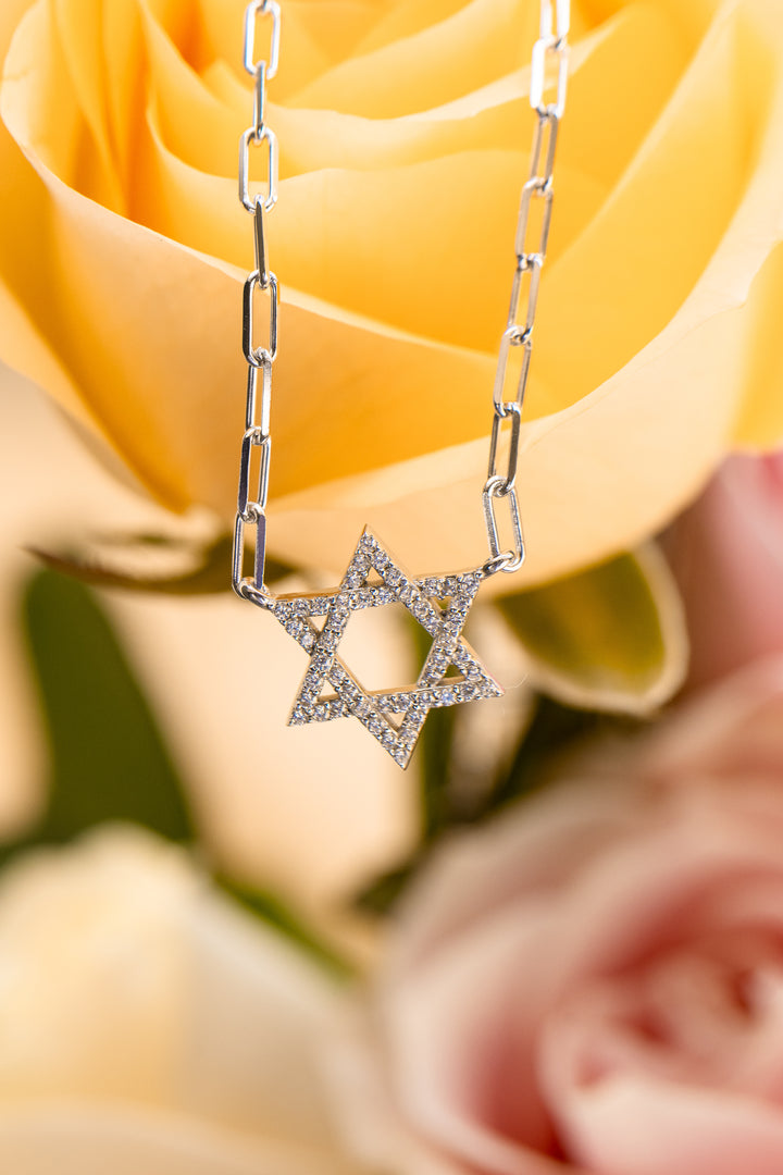 Classic star of david necklace paperclip