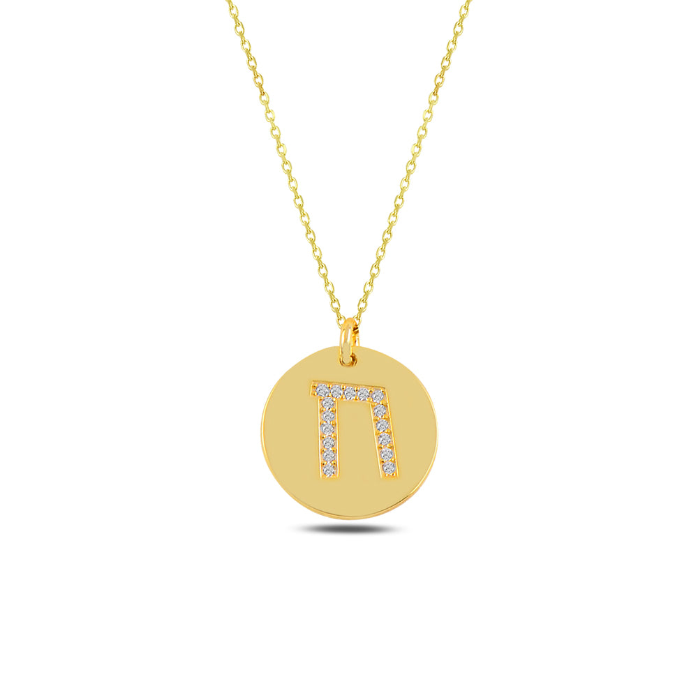 14k gold otiot Necklace ח
