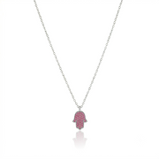14K Gold Hamsa Necklace Pink sapphire