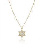Load image into Gallery viewer, 14k gold 1.2cm full Star of David necklace paperclip