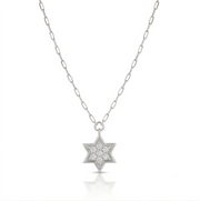 14k gold 1.2cm full Star of David necklace paperclip