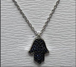 Load image into Gallery viewer, 14K Gold Hamsa necklace Blue sapphire
