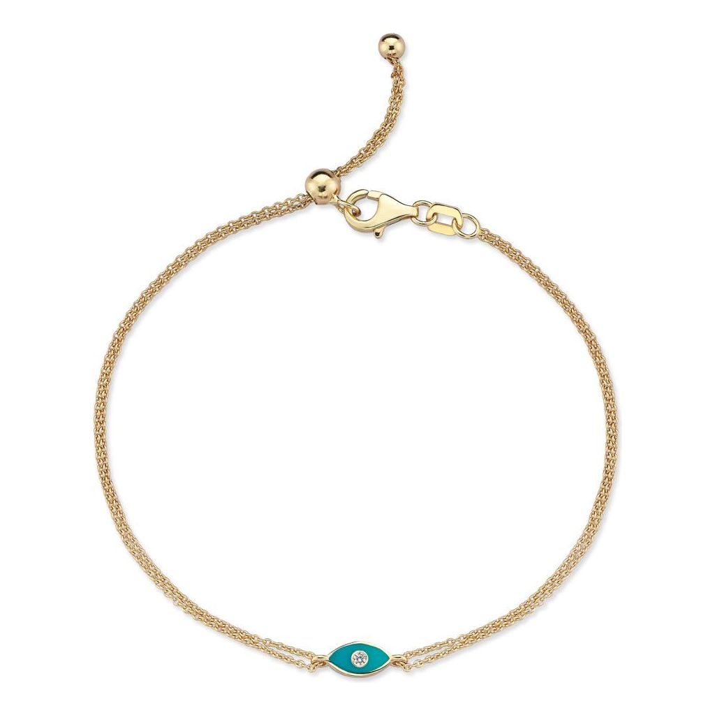 14k gold Mystic Gold & Single Diamond Eye Enamel bracelet