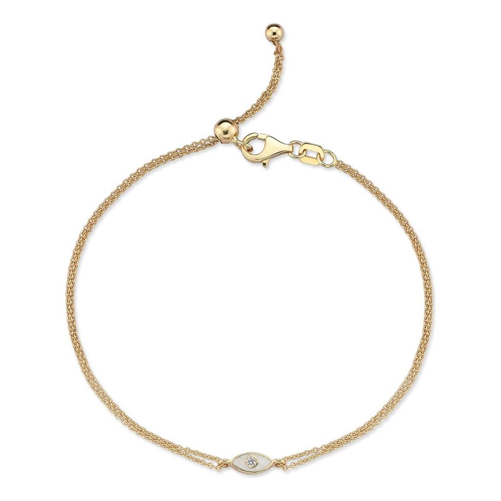 14k gold Mystic Gold & Single Diamond Eye Enamel bracelet
