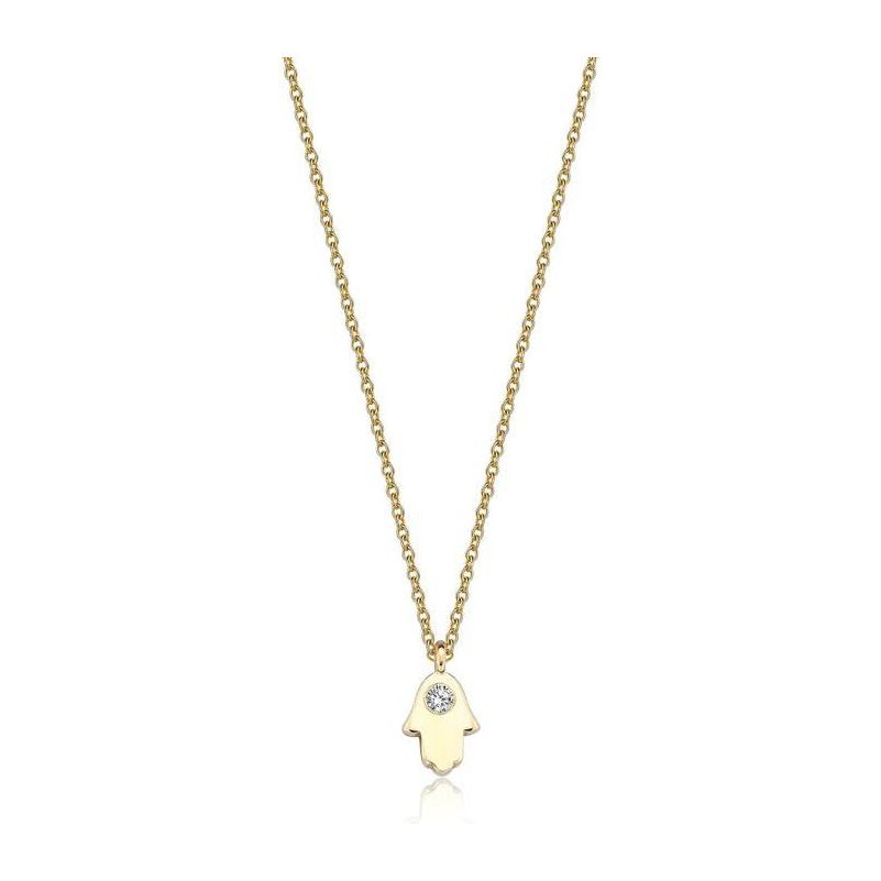 14k gold Mystic Gold & Single Diamond Hamsa Necklace