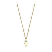 14k gold Mystic Gold & Single Diamond Hamsa Necklace