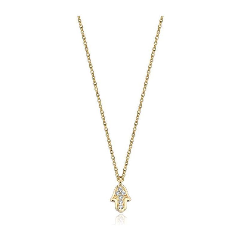 14k gold  Mystic Gold, Full Diamond Hamsa Necklace