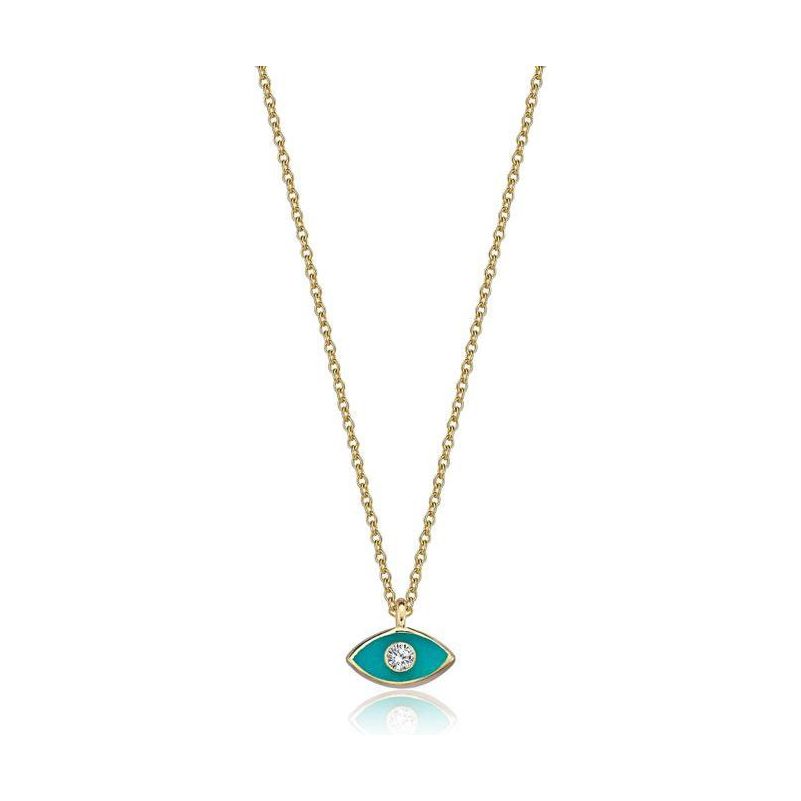 14k gold Mystic Gold & Single Diamond Eye Enamel necklace