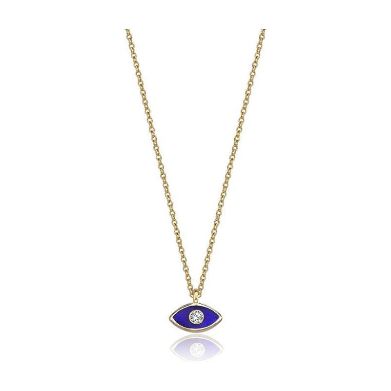 14k gold Mystic Gold & Single Diamond Eye Enamel necklace