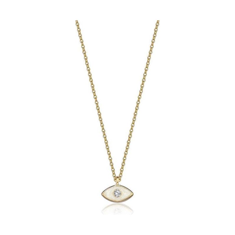14k gold Mystic Gold & Single Diamond Eye Enamel necklace