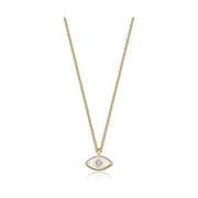 14k gold Mystic Gold & Single Diamond Eye Enamel necklace