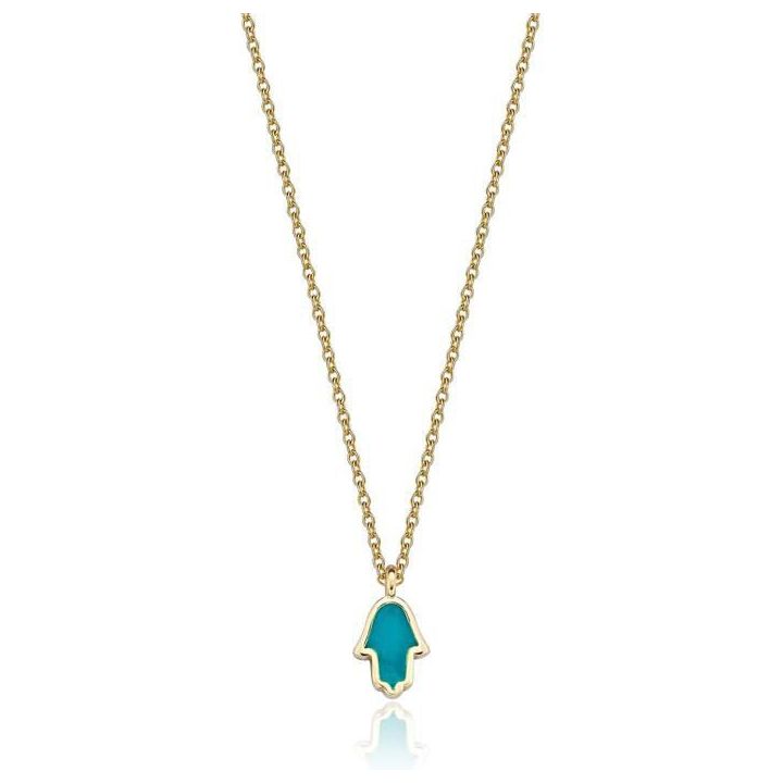 14k gold Mystic Gold Hamsa Enamel Necklace