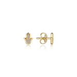 Load image into Gallery viewer, 14k Gold full diamond Hamsa Earring
