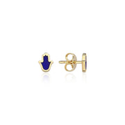 14k Gold Enamel Hamsa Earring