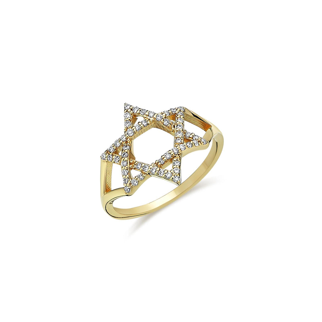 14k gold star of david ring