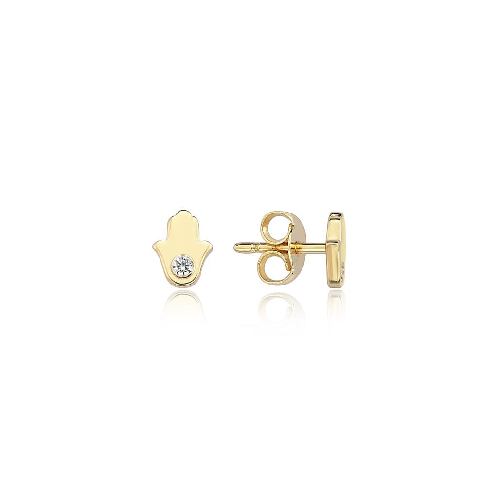 Silver Mystic single hamsa studs