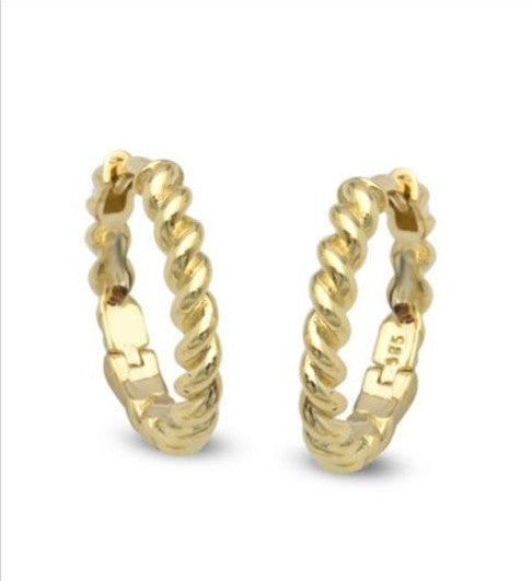 14k gold round twist earrings