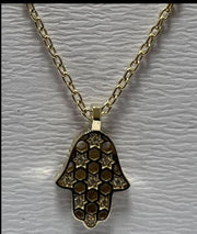14K gold Honeycomb hamsa necklace