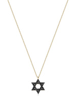 Load image into Gallery viewer, 14k gold Classic star of David necklace Black diamonds
