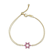14k gold Classic star of David bracelet Pink sapphire
