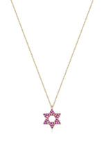 Load image into Gallery viewer, 14k gold Classic star of David necklace Pink sapphire
