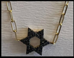 Load image into Gallery viewer, Classic star of David paperclip Black diamonds
