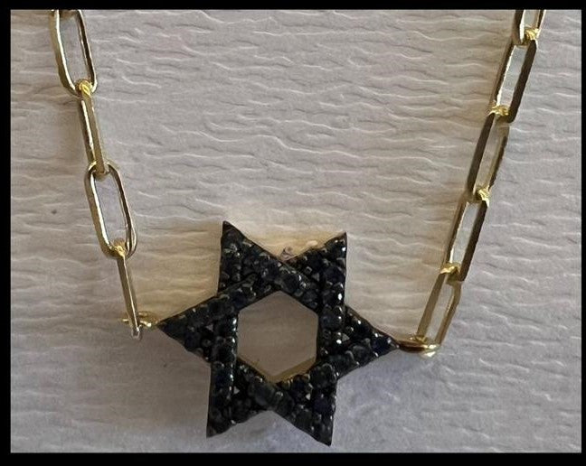 Classic star of David paperclip Black diamonds