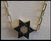 Classic star of David paperclip Black diamonds