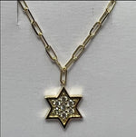 Load image into Gallery viewer, 14k gold large full Star of David necklace paperclip
